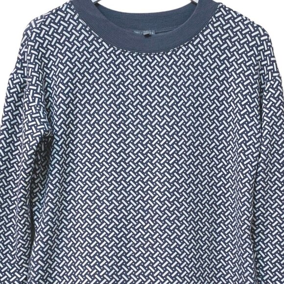 T by Talbots Top Size Small Cozy Pullover Gray Geo Print Long Sleeve Modal - Picture 2 of 9